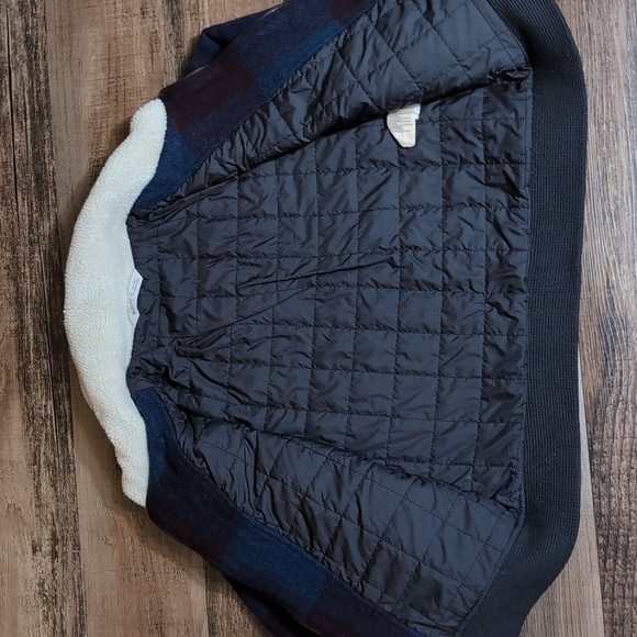 Woolrich Giant Buffalo Plaid Wool Bomber Jacket Size Medium In Blue & Brick Red - Picture 8 of 10